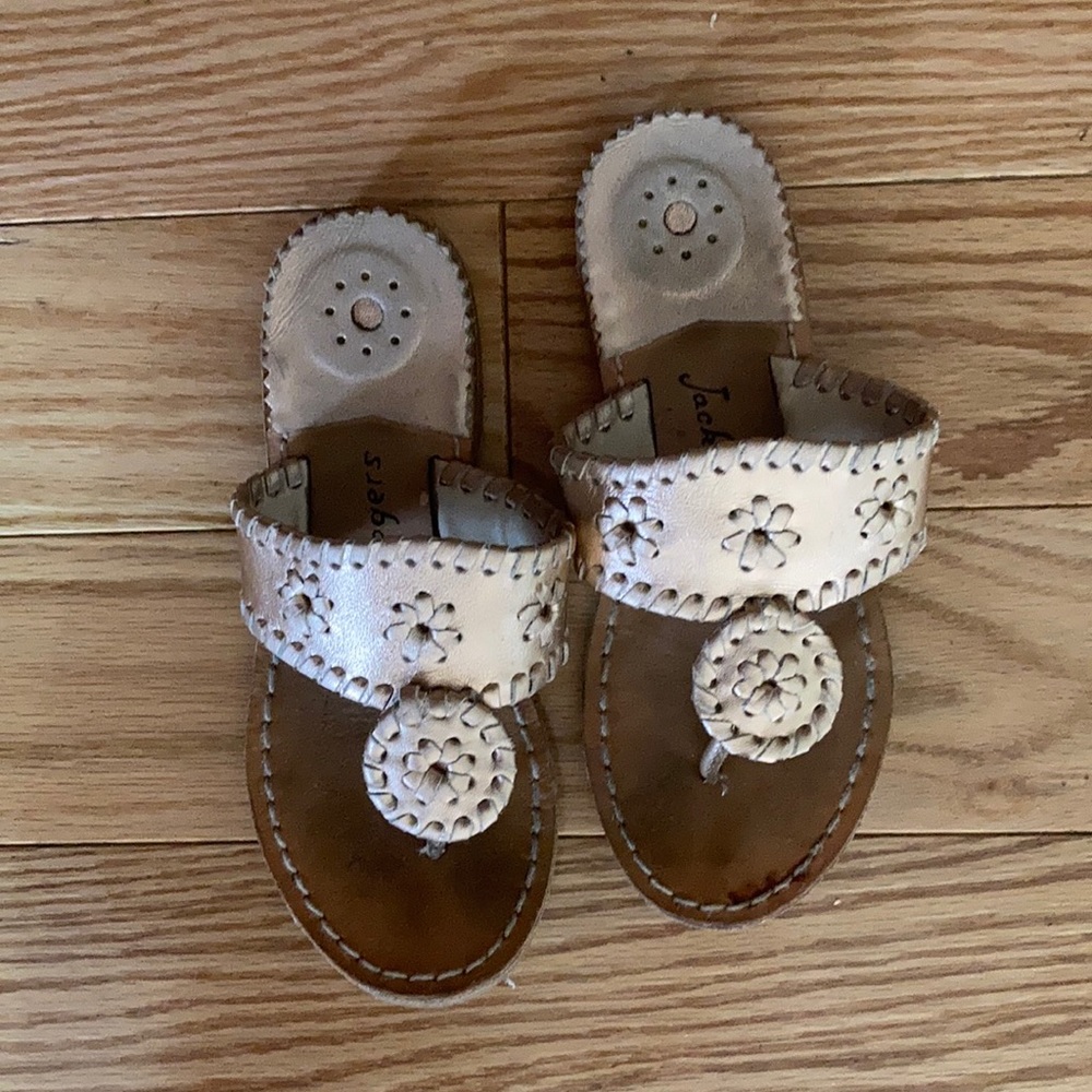 Jack Rogers Girls Gold Sandals Sz 13